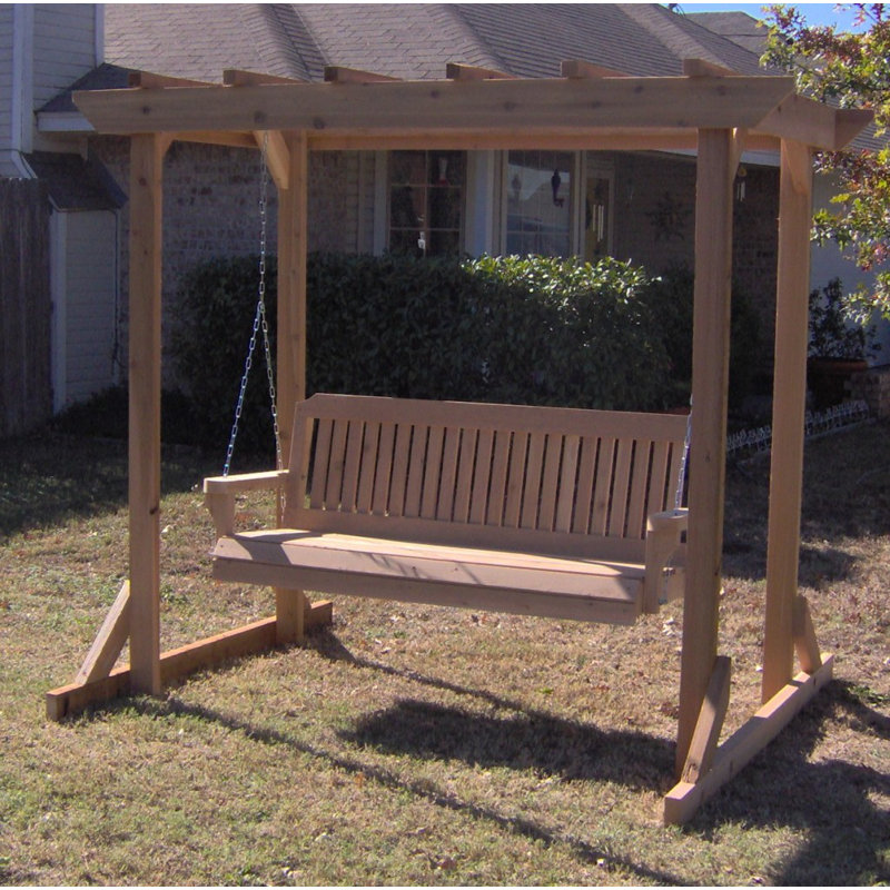 August Grove Donath Pergola Style Arbor Porch Swing with Stand Wayfair